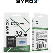 Syrox 32 GB Microsdhc Extreme Hafıza Kartı, A1, U1, 4K Destekli ve Sd Adaptör Dahil MC32