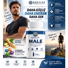 Bonivias Male Erkekler için Ginseng Ekstresi, Vitaminler ve Mineraller İçeren Takviye Edici Gıda