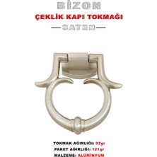 Stilaks Bizon Saten Alüminyum Çelik Kapı Tokmağı Tak Tak 1 Adet