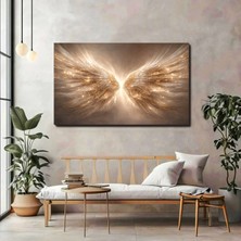 Artprinta Altın Melek Kanatları Kanvas Tablo – Işıltılı Gold Kanat Modern Duvar Tablosu