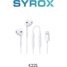 Syrox K22S Lightning Kulak Içi Kulaklık, Ergonomik Tasarım, Hd Ses ve Dahili Mikrofon - Beyaz