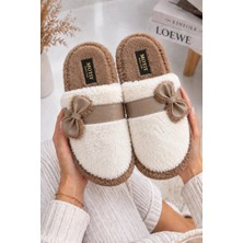 Footfrenzy Mira Soft Kadın Fiyonklu Peluş Terlik – Tüylü Kışlık Ev Terliği