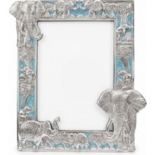 Rasha Collection Fil Figürlü Gümüş Renk Detaylı Fotoğraf Çerçevesi