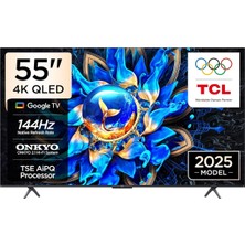 Ayrex Tcl 55 Inç Akıllı Tv 55T8C 4K QLED Renkli Quantum Crystal HDR10+ Oyun Google Tv, 144Hz Doğ