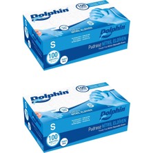 Ayrex Dolphin Pudrasız Nitril Eldiven, Mavi, S Beden, 100'LÜ Paket, 2 Adet