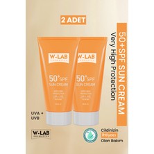 W-LAB Cosmetics SPF50+ Güneş Kremi - Tüm Cilt Tipleri İçin Nemlendirici ve Onarıcı, Geniş Spektrumlu, Hassas Ciltler İçin Uygun, 2×100 ml