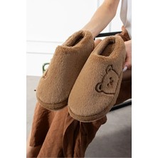 Footfrenzy Ayıcık Nakışlı Kadın Yumuşak Peluş Içi Tüylü Çeyiz Bohça Gelin Ev Terliği