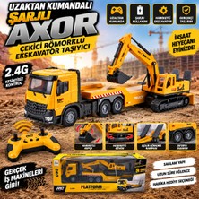 Trust Store 2.4g Uzaktan Kumandalı Dev Boy 52 cm Şarjlı Axor Römorklu Ekskavatör Iş Makinesi Oyuncak