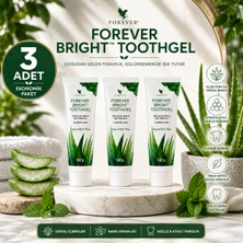 Forever Living Products Forever Bright Toothgel Aloe Vera ve Propolis İçeren Diş Macunu (Florür İçermez) 3 x 130 g