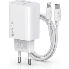 Syrox PD25T Qc3.0 Pd 25W Hızlı Şarj Aleti Type-C To Type-C Kablo Set Beyaz
