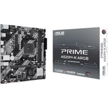 Asus PRIME-A520M-K-ARGB Amd Am4 5100MHZ(OC) Ddr4 Matx Anakart