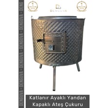Denguva Premium Seri Taşınabilir Kuplu Katlanır Estetik Şık Isıya Dayanıklı Boyalı Ayaklı Siyah Ateş Çukuru