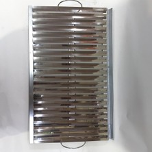 Ayrex Köfteci Tip Mangal Izgarası Oluklu Üst Paneli Paslanmaz Çelik Saç Mangal Izgarası 56X35C