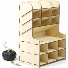 Ayrex Masaüstü Kalemlik Organizer 9 Bölme Demonte Akça 21X15X32 cm