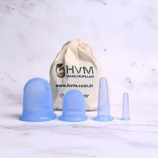 Ayrex Silikon Vakumlu Masaj Kupası, Kuru Kupa, Selülit 4'lü Set Mavi