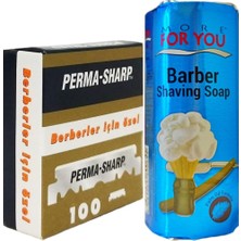 Ayrex Perma-Sharp Berber Jileti 100'LÜ Paket, More For You 75G Tıraş Sabunu Seti