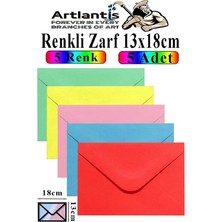 Ayrex Renkli Zarf 13X18 cm 5 Adet Renkli Mektup Zarfı Renkli Davetiye Zarfı Kartpostal Çekiliş H