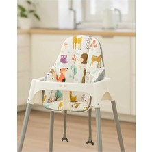 Ayrex Bebek Özel Pamuklu Mama Sandalyesi Minderi, Doğa Hayvanları Desenli, Ikea Antilop ve Benze