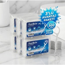 Ayrex Pearl Brite Kürdanlı Aromasız Diş Ipi 3 Kutu (300 Adet) I Pratik Ağız Temizliği I Diş