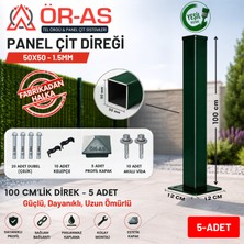 Ör - As Tel Örgü & Panel Çit Sistemleri Ör-As Tel Örgü Panel Çit Direği Aksesuarlı 100 cm Yeşil Renk 5 Adet