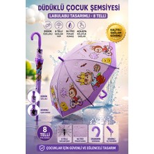 Düdüklü Çocuk Şemsiyesi Labulabu Tasarımlı 8 Telli Renkli Eğlenceli Çocuk Şemsiyesi