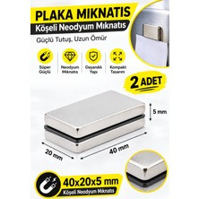 Dünya Magnet Plaka Mıknatısı – 40X20X5 mm Köşeli Neodyum Mıknatıs | 2 Adet