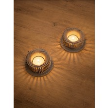 Tcey Modern Çizgili Mumluk 2 Li  – 3D Baskı Dekoratif Tealight Mumluk