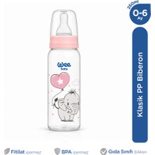 Wee Baby Klasik Pp Yuvarlak Uçlu Bebek Biberonu 250 Ml Yavaş Akış 0-6 Ay Pembe