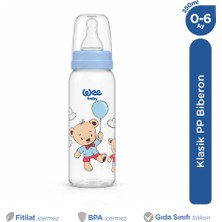 Wee Baby Klasik Pp Yuvarlak Uçlu Bebek Biberonu 250 Ml Yavaş Akış 0-6 Ay Mavi