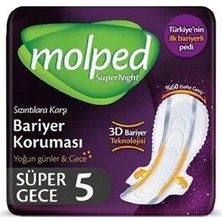 Molped Supernight Hijyenik Kadın Pedi Super Gece 5'li