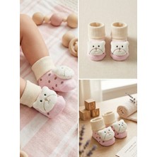 Babys Tasarım Yenidoğan Bebek Patik Ayakkabı Peluş Ayıcık Nakışlı Kışlık Benek Çorap Patik Özel Üretim