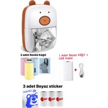 Schulzz Taşınabilir Yazıcı Kapibara , Bluetooth Bağlantılı, 3 Beyaz Sticker ve 3 Renkli Kağıt ile