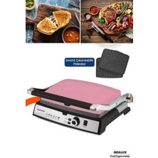 St. Morritz Gralux Pembe Paslanmaz Çelik 2000 Watt Granit Çıkarılabilir Plakalı Tost ve Izgara Makinesi