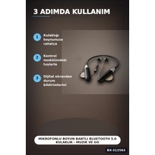 Alfa Brand Boyun Bantli Bluetooth 5.0 Kulaklik Mikrofonlu Kablosuz Kulak Ici Muzik ve Gorusme BX-313563