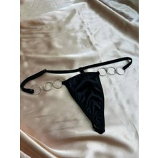 Kadın Siyah Halka Detaylı String Külot - TEIRAL2978-8727