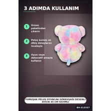 Alfa Brand Yumuşak Peluş Oyuncak Gökkuşağı Desenli Ayıcık 45 cm Sevimli Hediye Için Tekli BX-313537