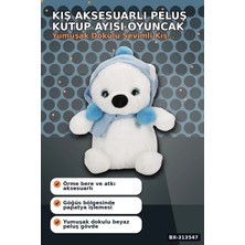 Alfa Brand Kış Aksesuarlı 30 cm Yumuşak Peluş Kutup Ayısı Oyuncak, Çocuk Odası Hediyesi BX-313547
