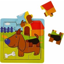 Alfa Brand S00002907 Wooden Puzzle Anımals 9 Pcs 3 Ast