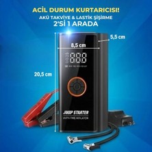 Alfa Brand Akü Takviye Cihazı ve Lastik Şişirme Pompası – Powerbank Özellikli, Dijital Ekranlı Sos Fen