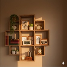 Rafixa Artı Kutu Duvar Rafı Dekoratif Obje ve Kitap Standı Geometrik Kitaplık
