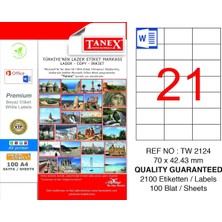 Ayrex Tanex TW-2124 70X42,43 mm Laser Etiket 100 Adet
