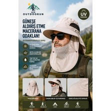 Outdoorun Koruyucu Krem Şapka – Uv Güneş Koruyucu, Çıkarılabilir Yüz ve Ense Koruması