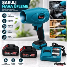 Abnturk 36V Şarjlı Hava Üfleme Cihazı-2 Akülü Hızlı Şarjlı Güçlü Hava Üfleyici Fan Cam Su Lekeleri Kurutma
