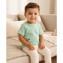 Tuffy Mint – Açık Mavi Erkek Bebek Tişörtü Sevimli Kaplan Baskılı Rahat Kesim