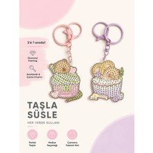 İğne İzi 5d Elmas Taş Işlemeli Anahtarlık & Çanta Charmı 2'li Set 5x6 cm Diamond Painting Keychain & Bag Charm BKBT17860