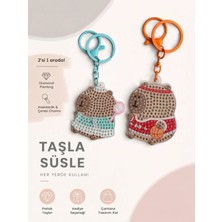 İğne İzi 5d Elmas Taş Işlemeli Anahtarlık & Çanta Charmı 2'li Set 5x6 cm Diamond Painting Keychain & Bag Charm BKBT17855