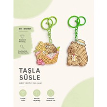 İğne İzi 5d Elmas Taş Işlemeli Anahtarlık & Çanta Charmı 2'li Set 5x6 cm Diamond Painting Keychain & Bag Charm BKBT17863