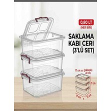 Ness Global 3'lü Kilitli Şeffaf Saklama Kabı Seti 0.80 Lt - Sızdırmaz Erzak & Mutfak Düzenleyici Tost & Kahvaltılık Kutusu