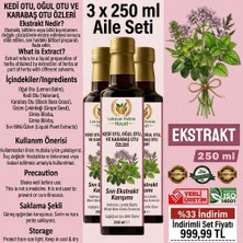 3 x 250 ml Kedi Otu, Oğul Otu (Melisa) ve Karabaş Otu Özleri Sıvı Ekstrakt Karışımı Lokman Hekim Hayat