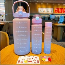 St. Morritz Motivasyonel 3lü Set Su Matarası Su Şişesi Suluk 2LT+900ML+600ML Tritan Spor Salonu Su Şişesi Suluk